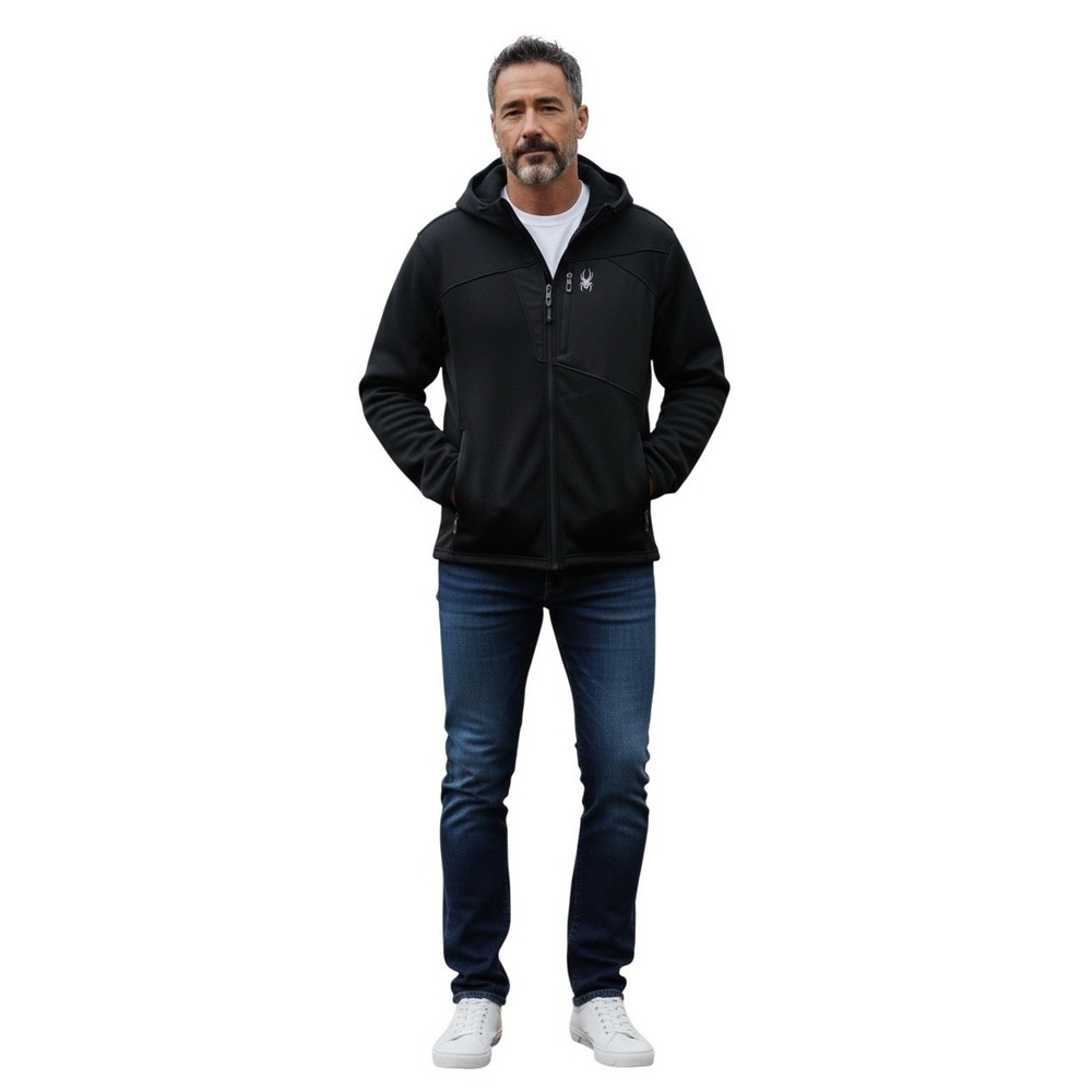 Spyder Men's Black Jacket Thermo Web Pro Web Full Zip Pockets Size L NWT
